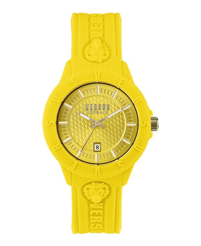 Versus Versace Mens Tokyo Silicone Date Quartz Yellow Silicone Strap 43mm Product Image