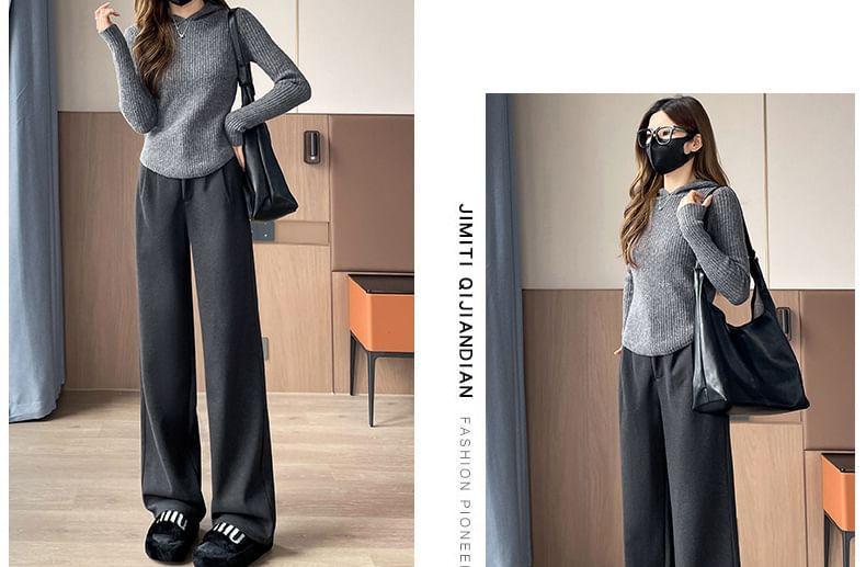 High Waist Plain Wide Leg Sweatpants (Various Designs) Product Image