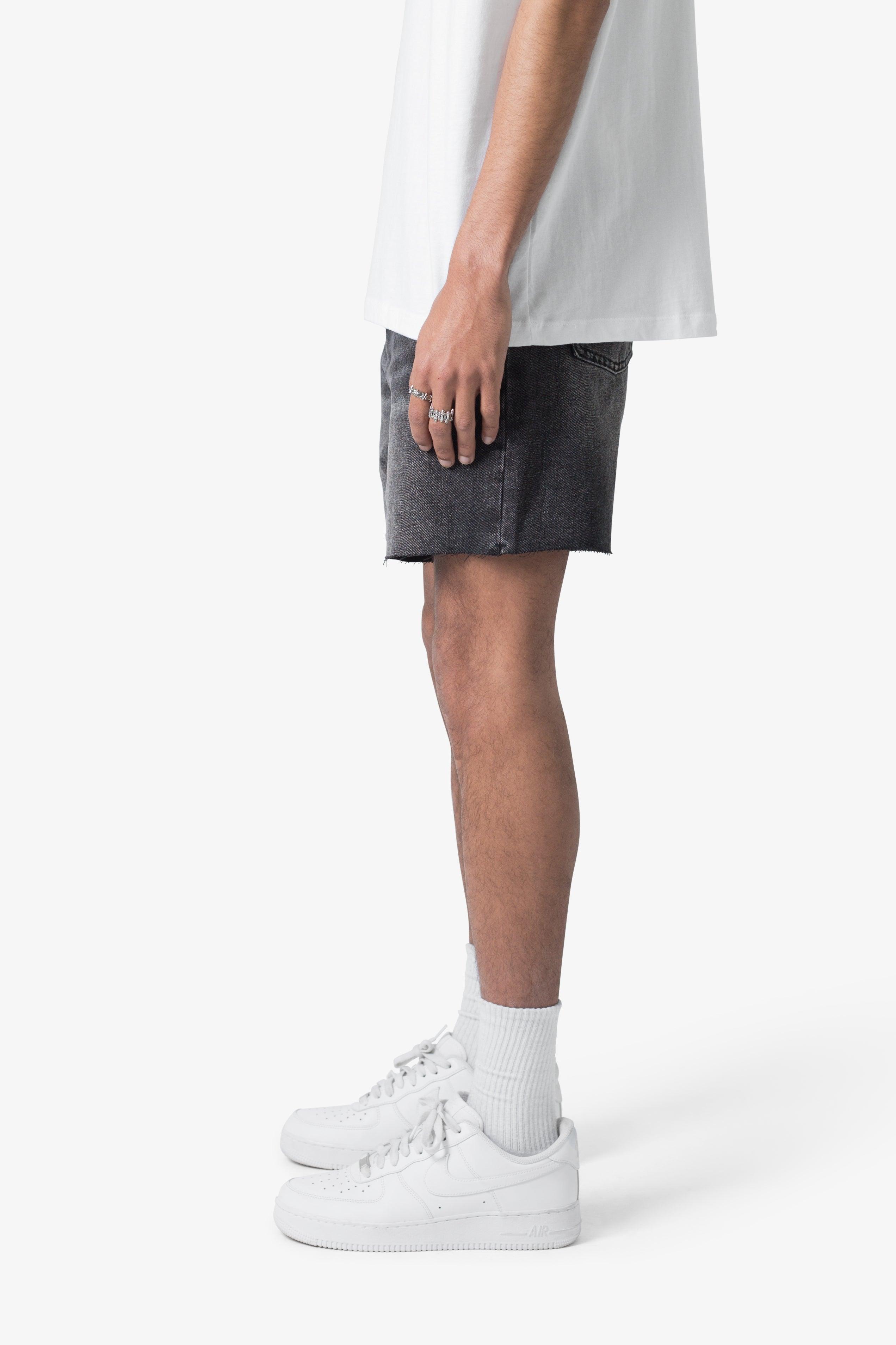 Cut Off Denim Shorts - Black Product Image