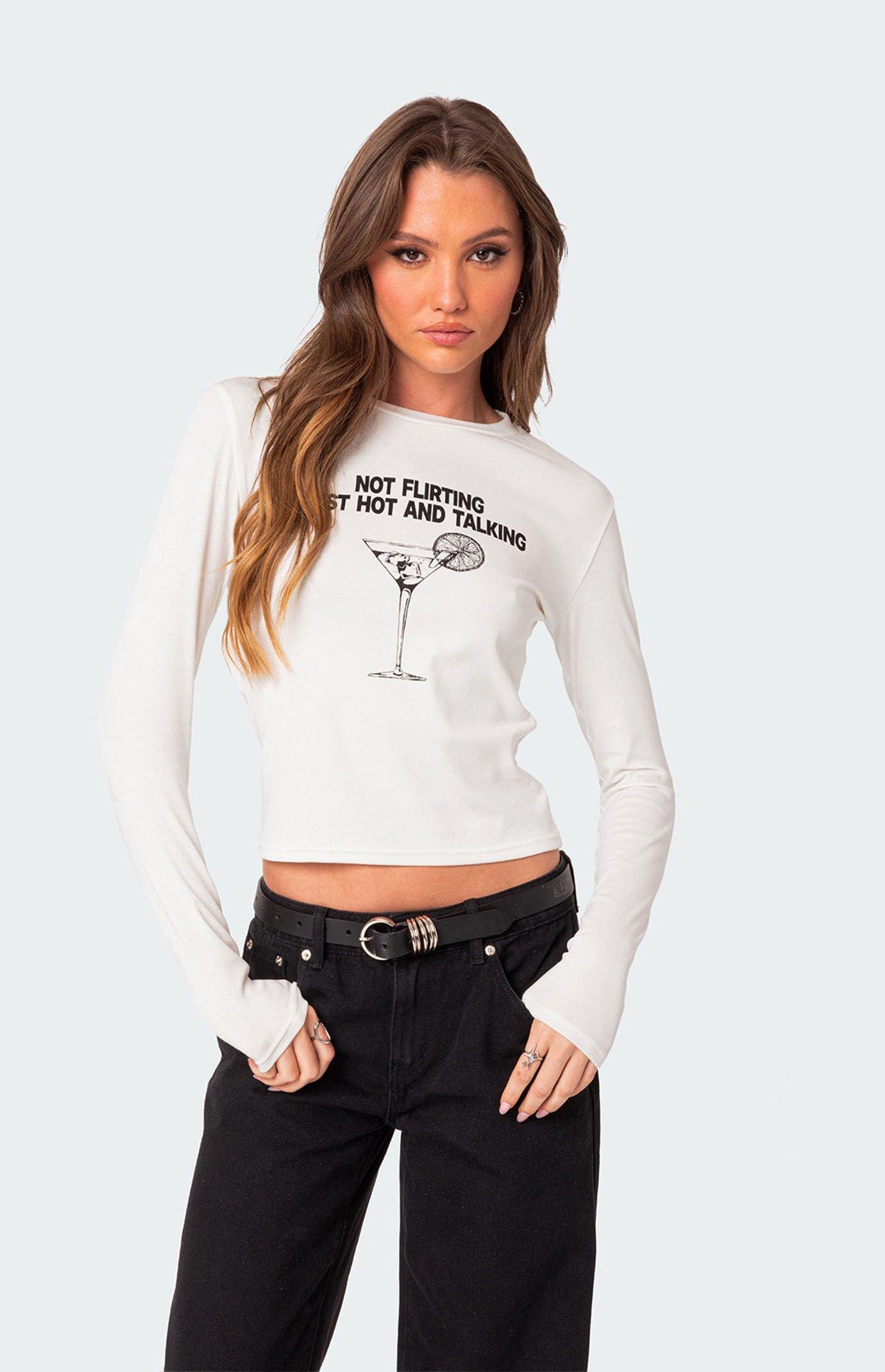 Edikted Women's Flirty Long Sleeves T Shirt Product Image