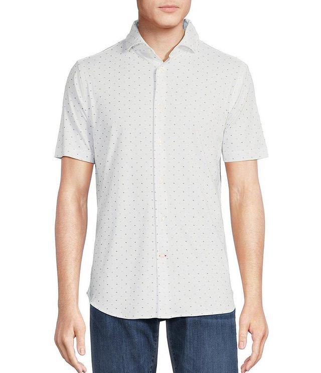 Cremieux Blue Label Mini Geo Print Cotton Interlock Short Sleeve Coatfront Shirt Product Image