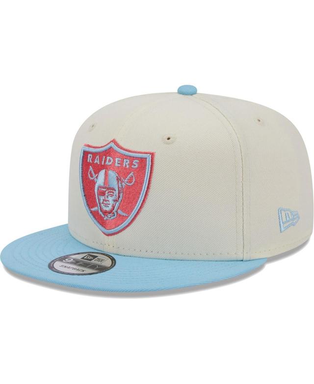 Mens New Era Cream/Light Blue Las Vegas Raiders Two-Tone Color Pack 9FIFTY Snapback Hat, Beige Over Product Image