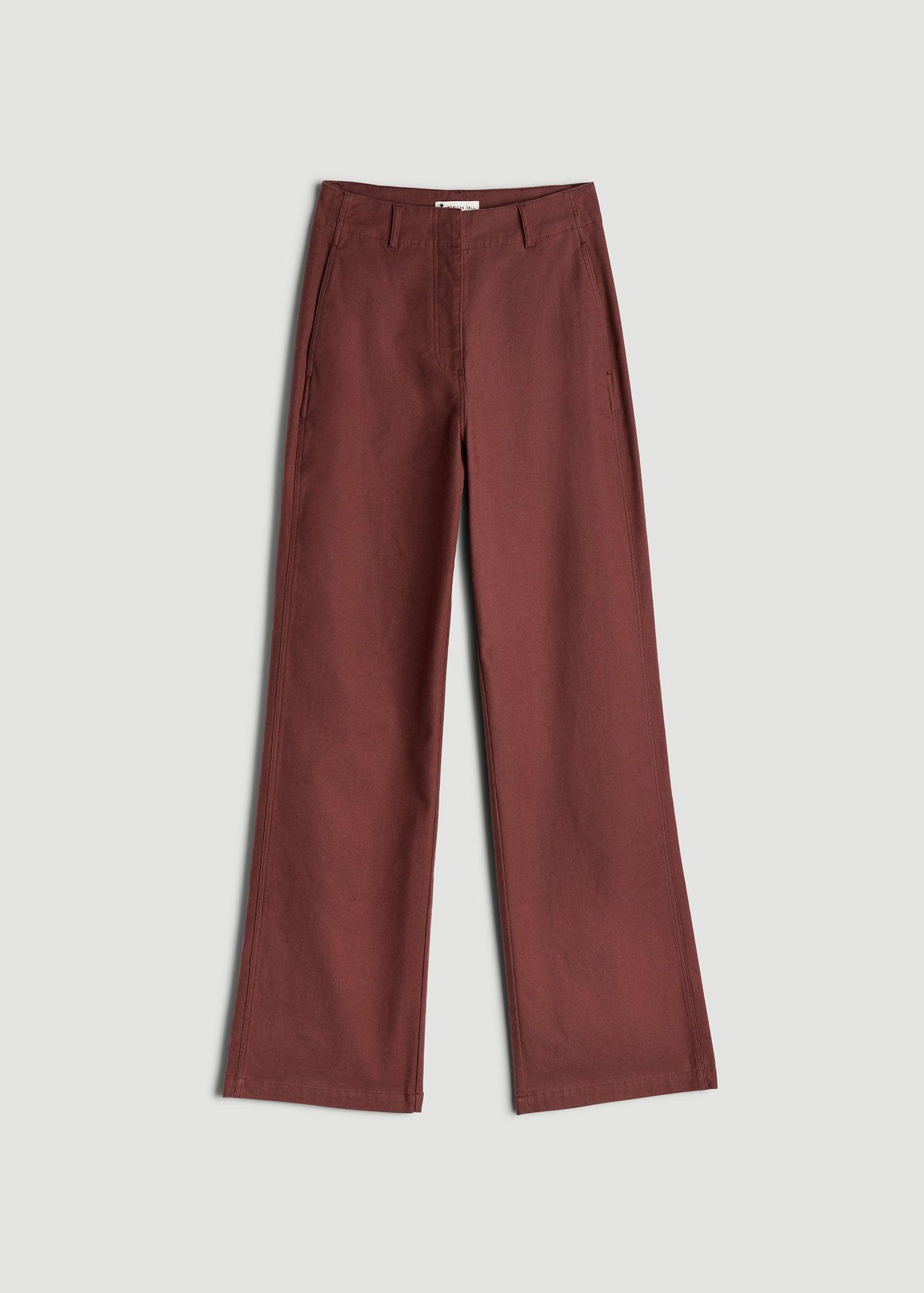 High Rise Wide Leg Flat Front Chino Pants for Tall Women in Intense Rust Female Product Image