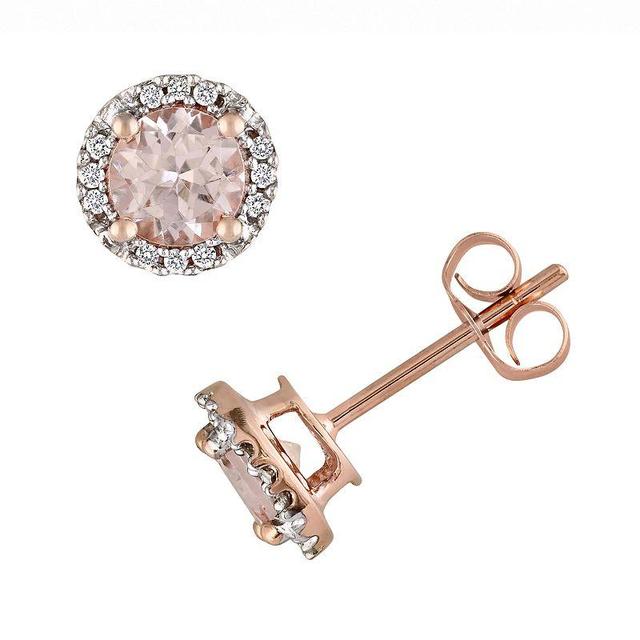 Stella Grace 10k Rose Gold Morganite and Diamond Accent Stud Earrings, Womens, Pink Product Image