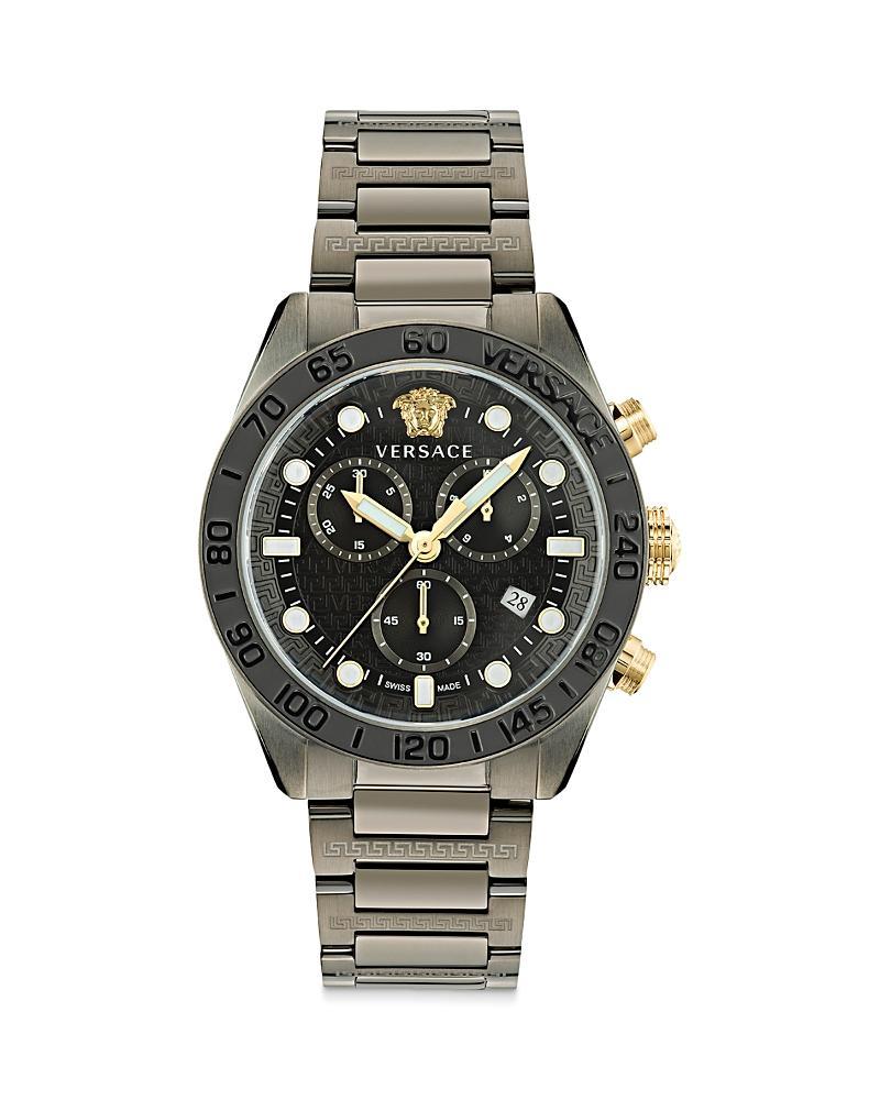 Mens Greca Dome Chrono IP Yellow Gold Bracelet Watch Product Image