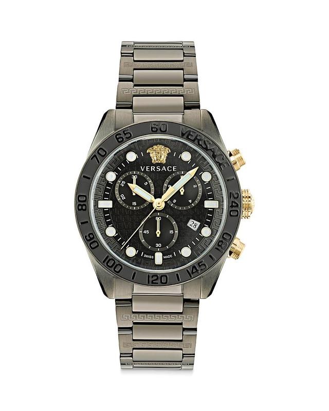 Versace Mens Swiss Chronograph Greca Dome Stainless Steel Bracelet Watch 43mm Product Image