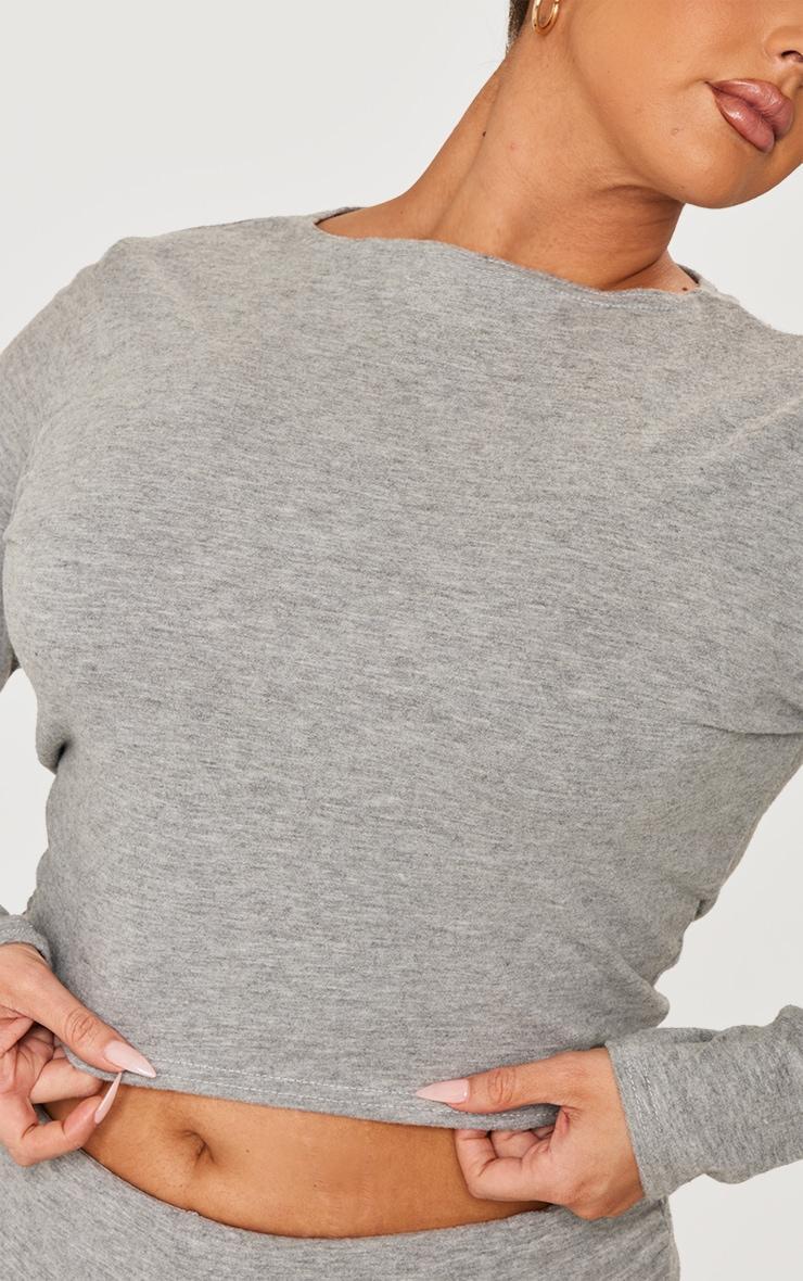 Plus Grey Marl Soft Touch Long Sleeve Top Product Image