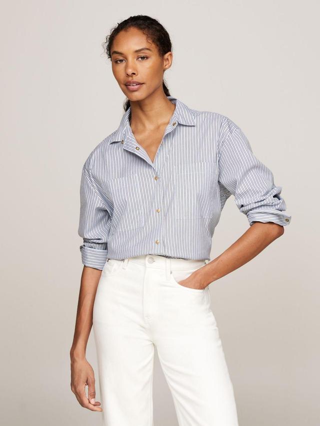 Tommy Hilfiger Women's Oversized Patch Pocket Stripe Shirt Product Image