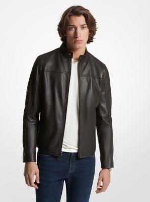 Michael Kors Mens Leather Racer Jacket, Created for Macys Product Image