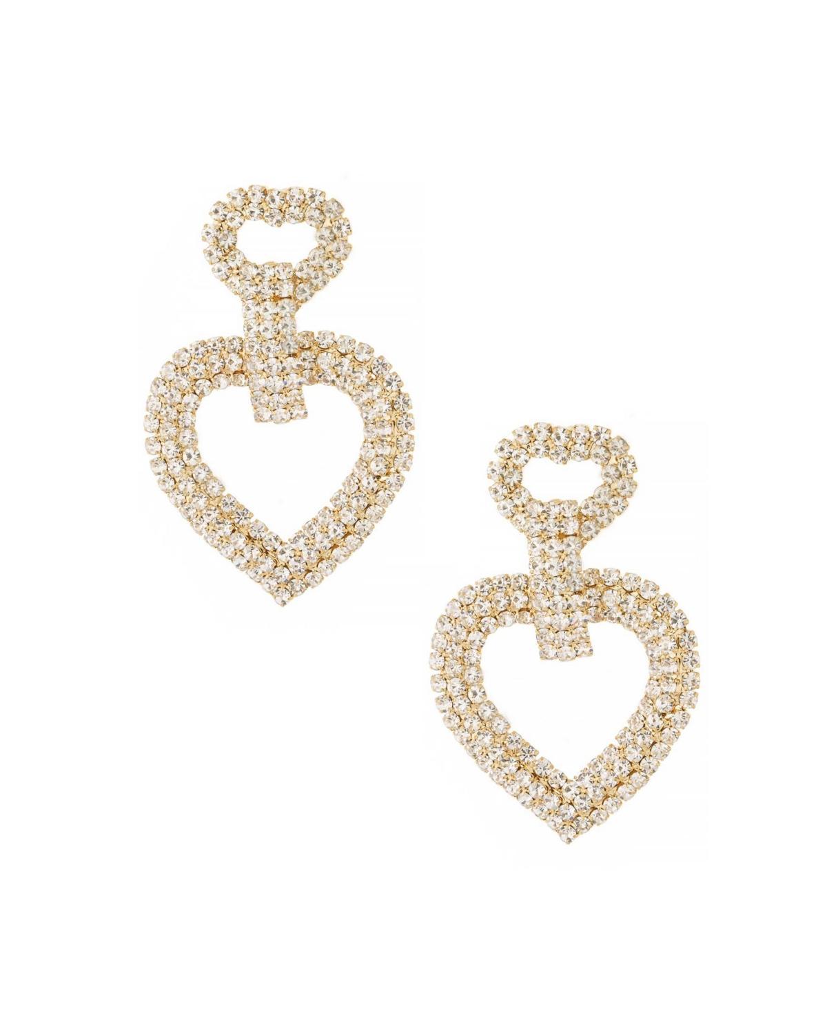 Womens Dove Drop Heart 18K Gold-Plate & Crystal Earrings Product Image