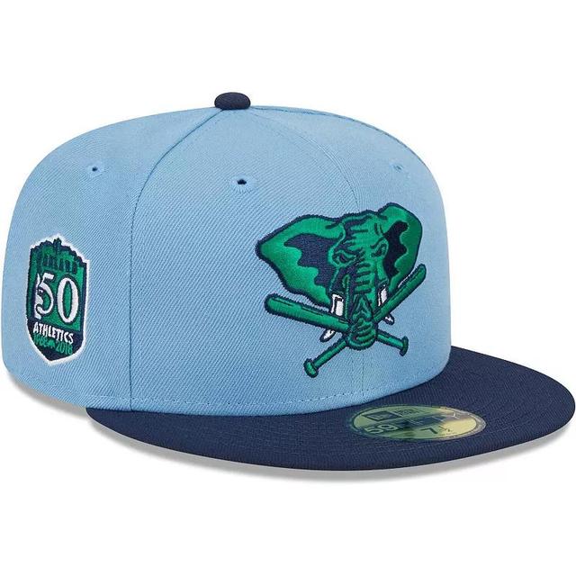 Mens New Era Blue/Navy Oakland Athletics Green Undervisor 59FIFTY Fitted Hat Product Image