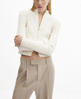 Mango Womens Zipper Crop Cardigan Product Image