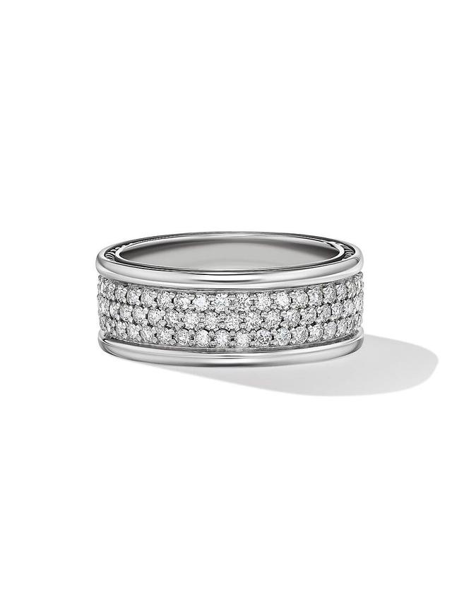 Mens Streamline Three Row Band Ring in Sterling Silver Product Image