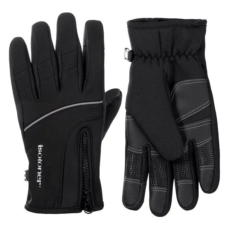 Mens isotoner Water Repellent Neoprene Touchscreen Sport Gloves with Zipper Product Image