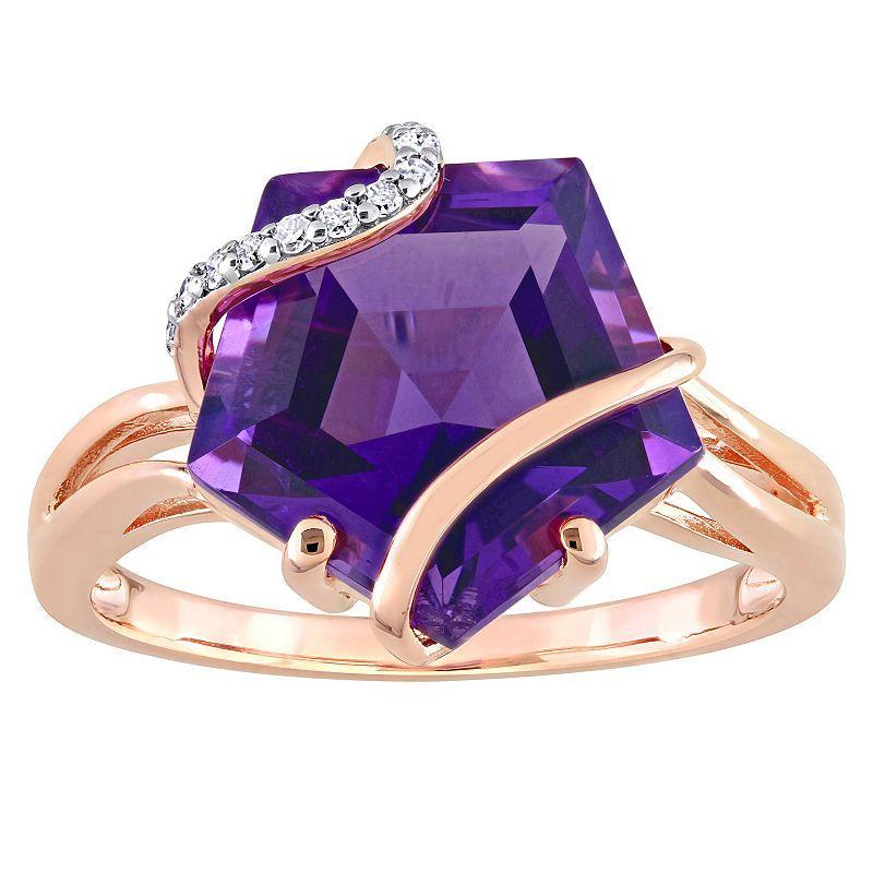 Stella Grace 18k Rose Gold Over Silver Amethyst & Diamond Accent Wrapped Ring, Womens Purple Product Image