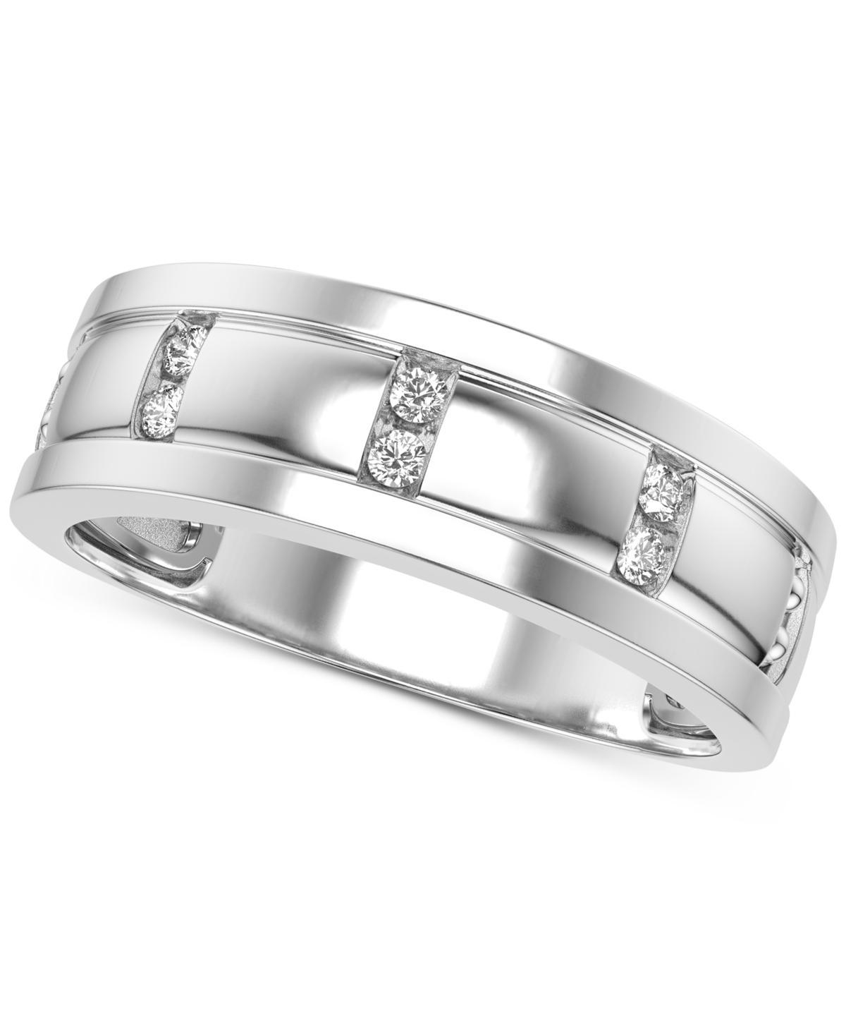 Mens Diamond Band (1/10 ct. t.w.) in 10k Yellow Gold and 10k White Gold Product Image