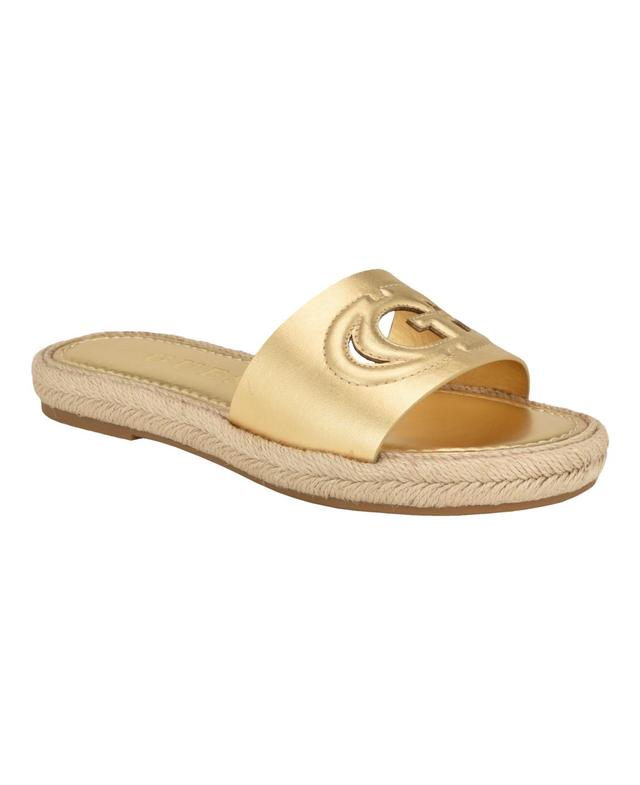 Guess Womens Katica Cut-Out Logo Espadrille Slide Sandals Product Image