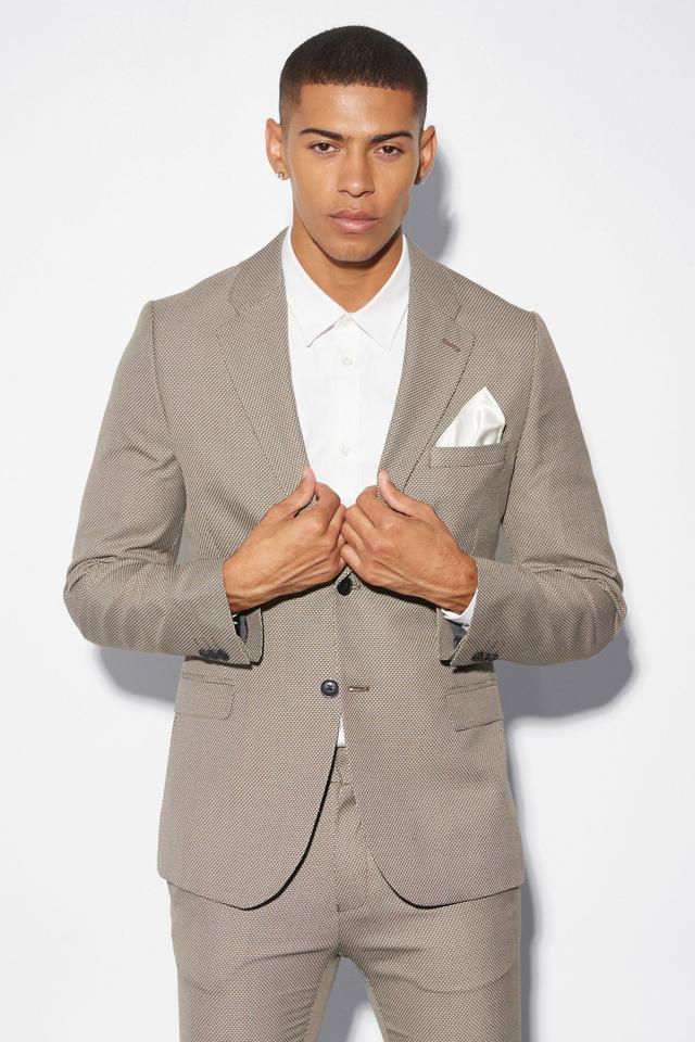 Skinny Textured Suit Jacket | boohooMAN USA Product Image