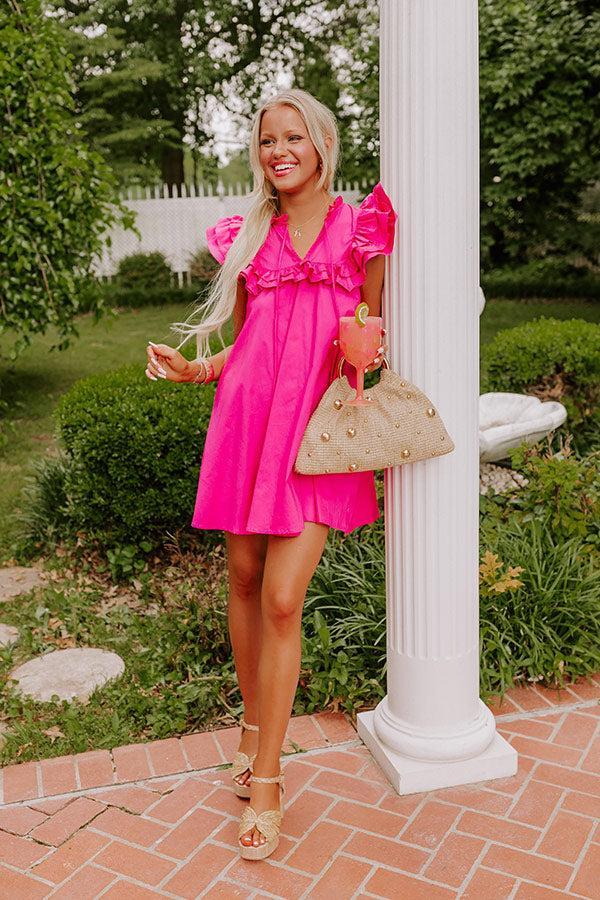 Pretty Chic Ruffle Mini Dress in Hot Pink Product Image