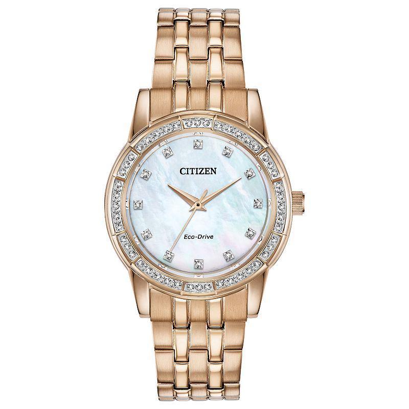 Citizen Eco-Drive Womens Silhouette Crystal Accent Stainless Steel Watch - EM0773-54D Pink Tone Product Image