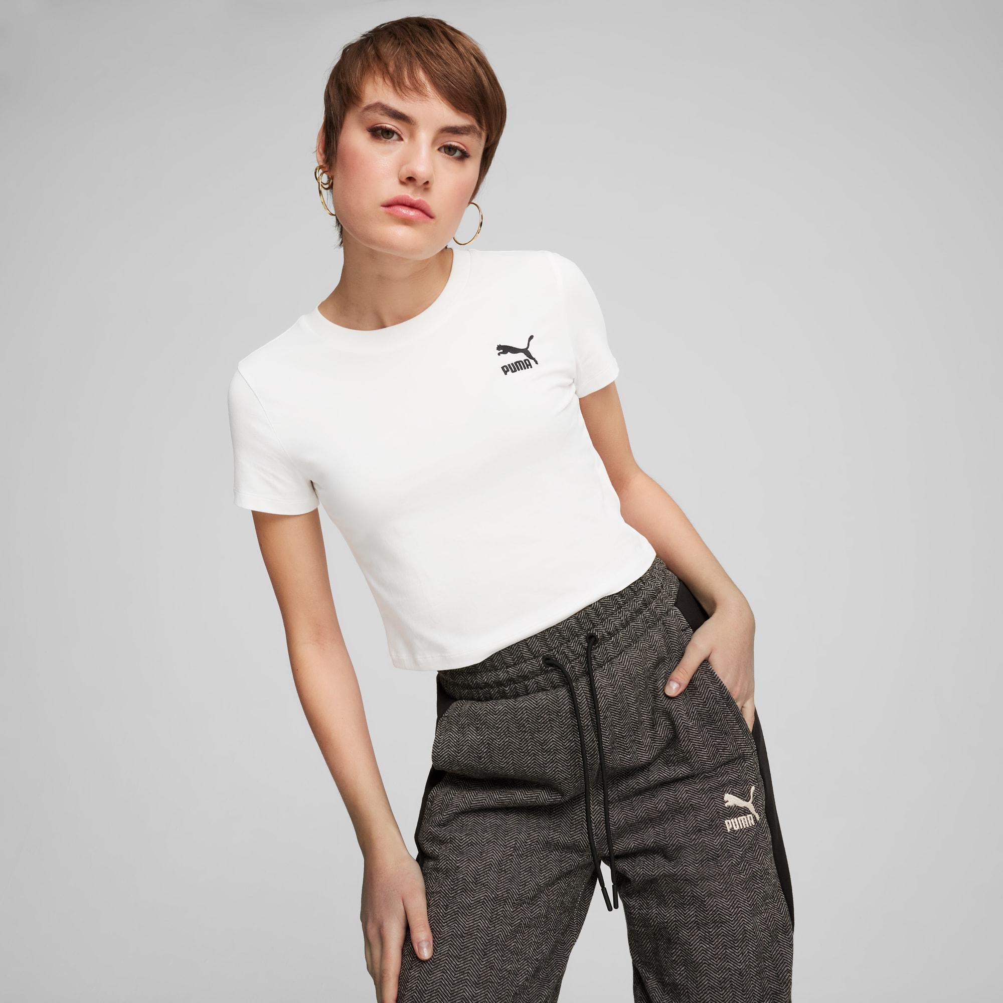 PUMA CLASSICS Women's Baby T-Shirt in Galactic Grey Product Image