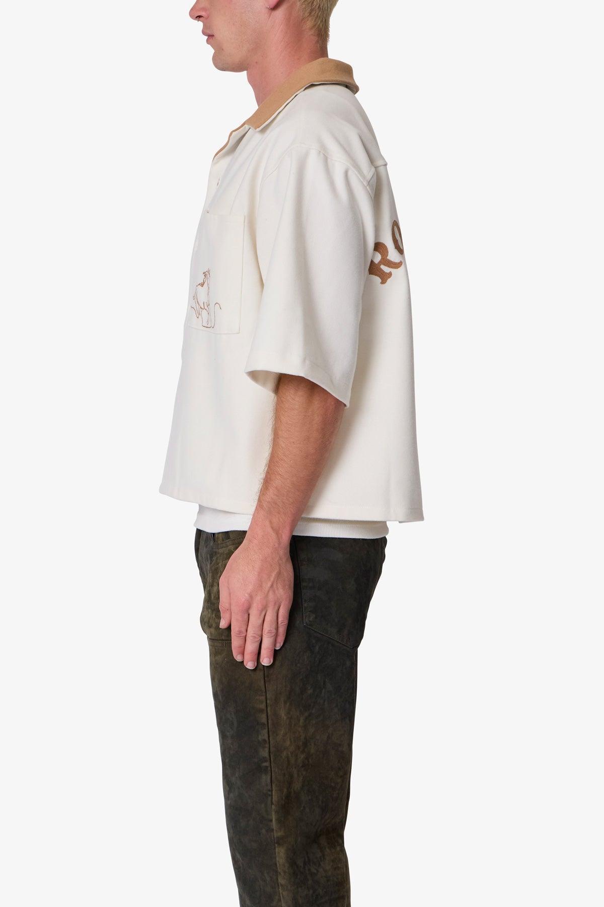 Felted Cropped Shirt - Brown/White Product Image