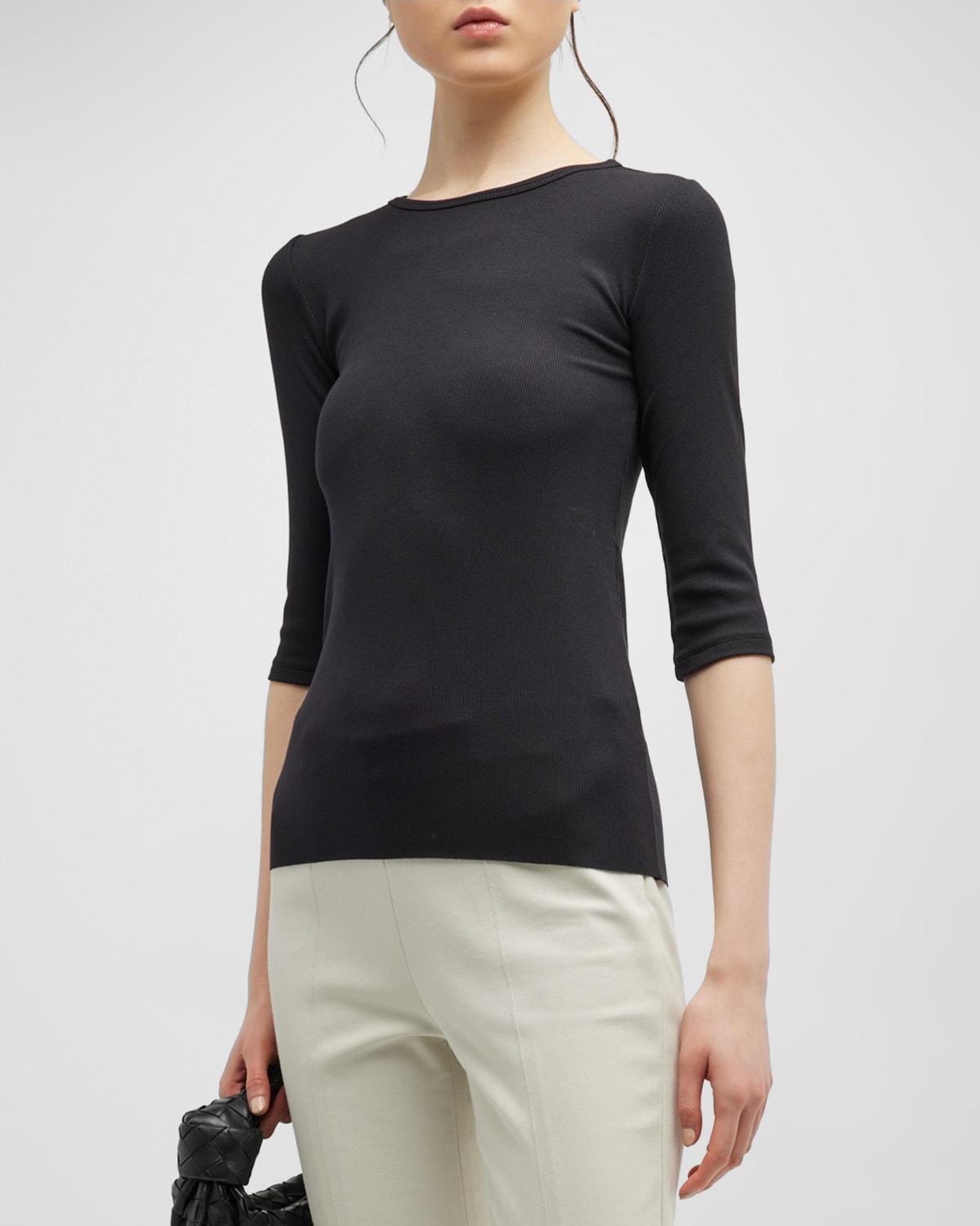 Womens Elbow Sleeve Crewneck Top Product Image