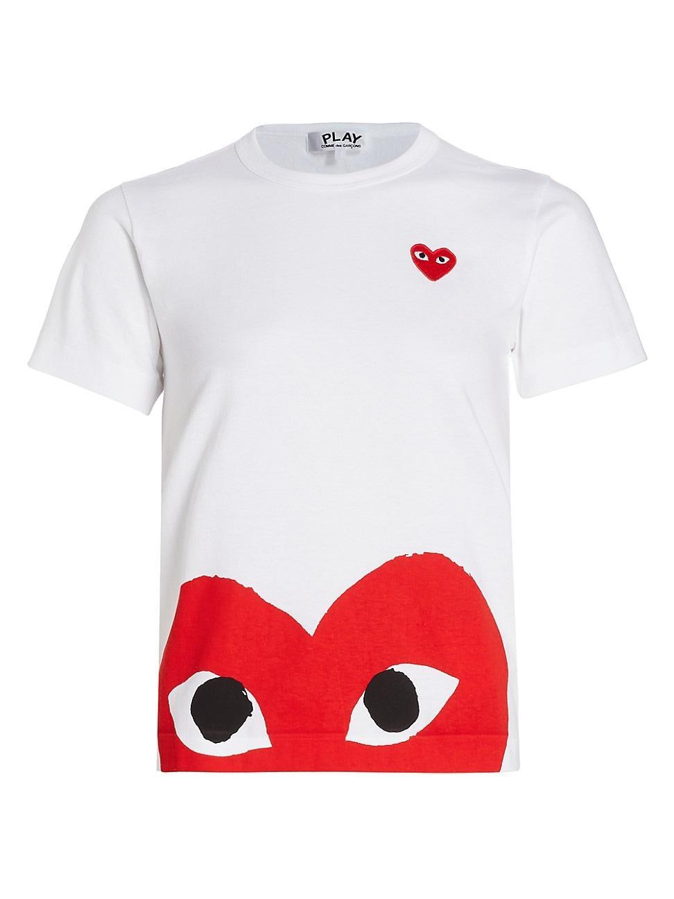 Womens Short-Sleeve Heart-Print T-Shirt Product Image