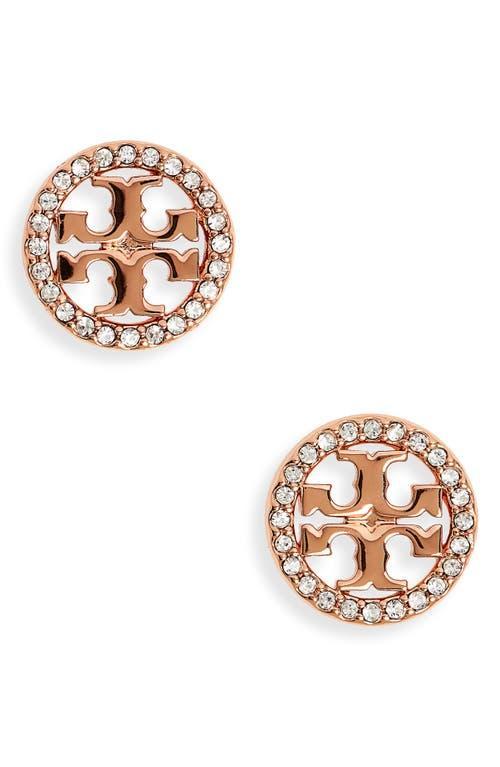 Tory Burch Crystal Logo Circle Stud Earrings Product Image