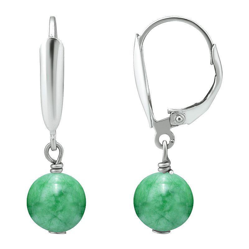 Aleure Precioso Gemstone Bead Leverback Earrings, Womens, Green Howlite Product Image