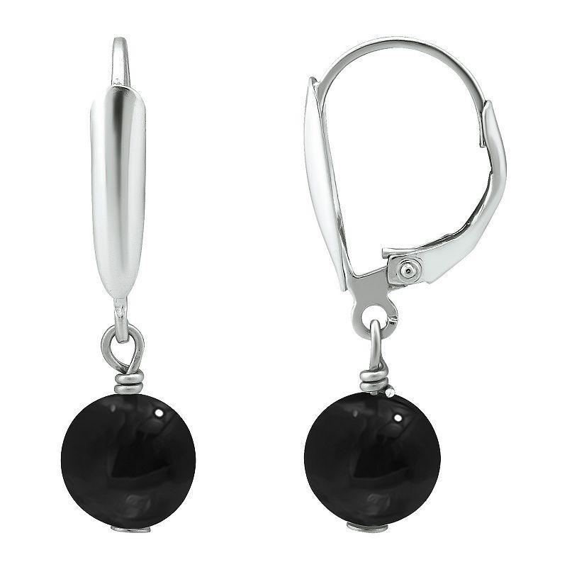 Aleure Precioso Gemstone Bead Leverback Earrings, Womens, Black Product Image