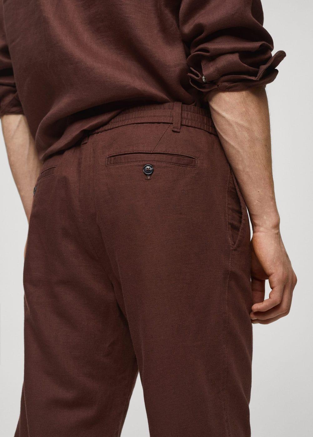 MANGO MAN - Slim-fit pants with drawstring burgundyMen Product Image