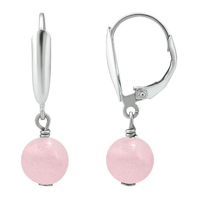 Aleure Precioso Gemstone Bead Leverback Earrings, Womens, Pink Quartz Product Image