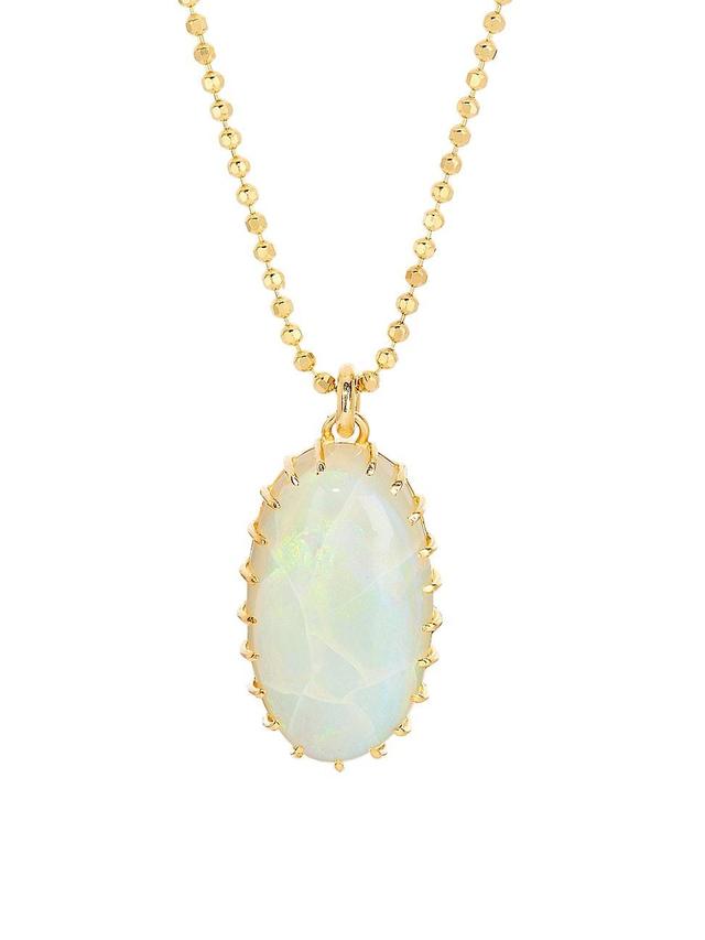 Womens 18K Yellow Gold & Hungarian Opal Pendant Necklace Product Image