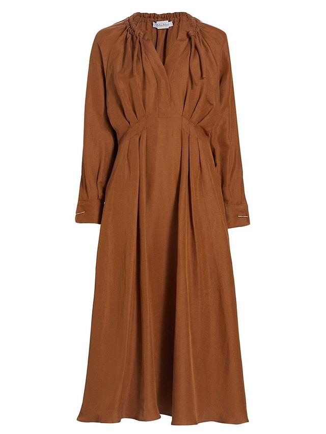 Drina Pleated Maxi Dress with Cinched Neckline Product Image