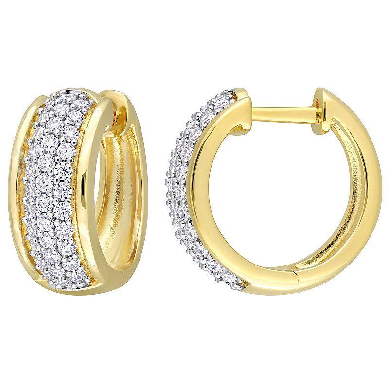 Stella Grace 18K Gold Over Silver 1/2 Carat T.W Lab-Created Moissanite Triple Row Hoop Earrings, Womens, White Product Image