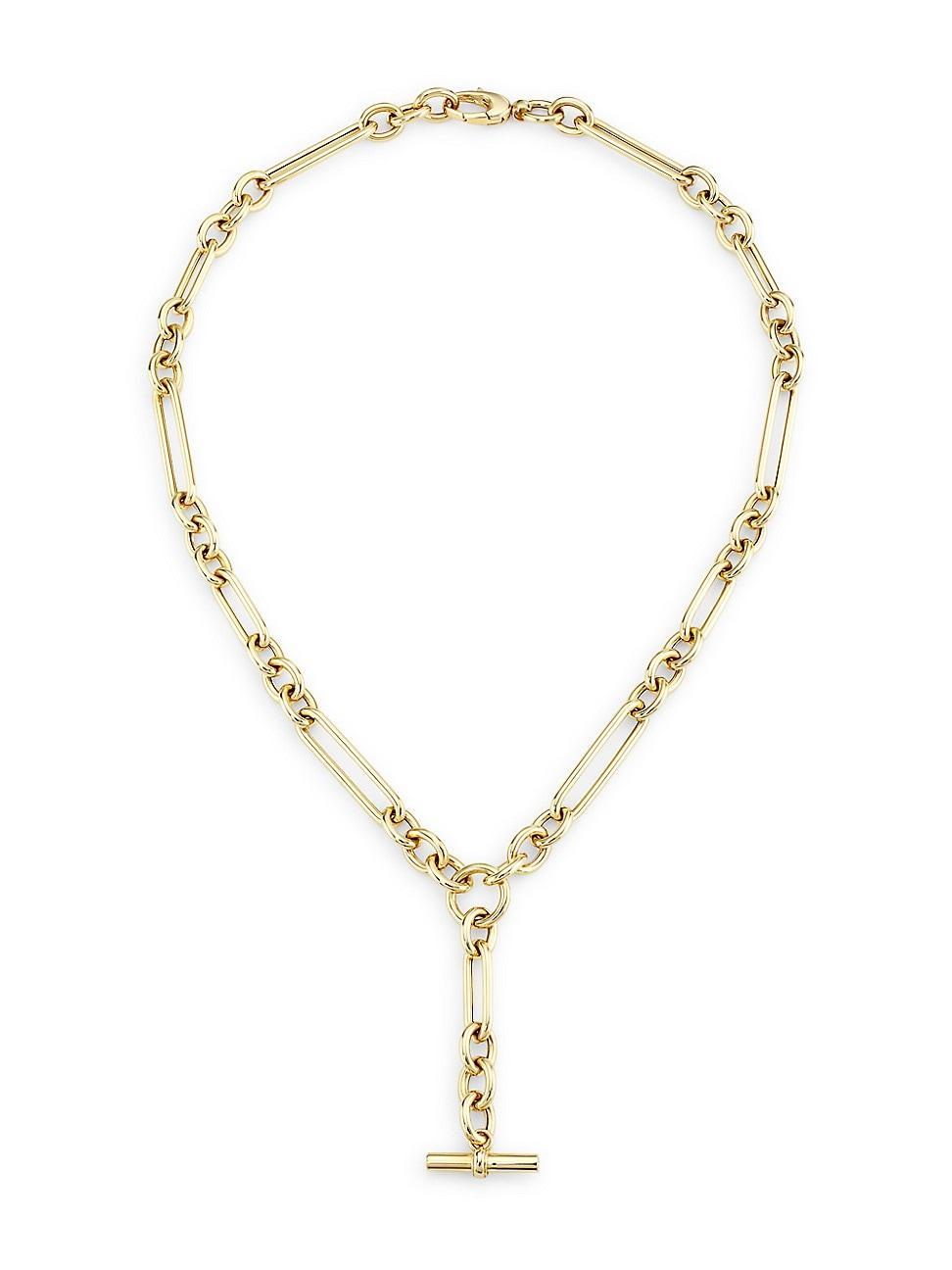 Womens 14K Yellow Gold Mixed-Link Lariat Necklace/18 Product Image