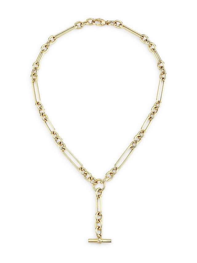 Womens 14K Yellow Gold Mixed-Link Lariat Necklace/18 Product Image