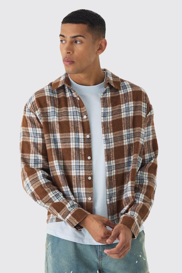 Long Sleeve Checked Boxy Shirt | boohooMAN USA Product Image