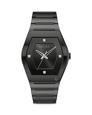 Bulova Men's Modern Gemini Diamond Black Stainless Steel Bracelet Watch, 40Mm Product Image