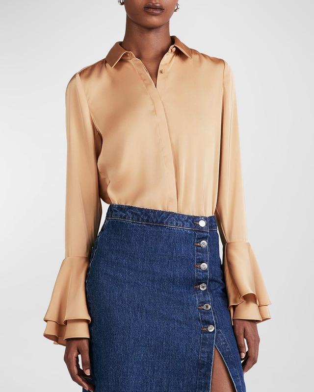 Selma Flare-Cuff Button-Front Blouse Product Image