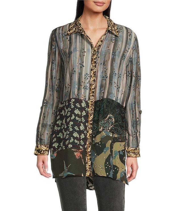 John Mark Mix Print Point Collar Long Sleeve Tunic Product Image