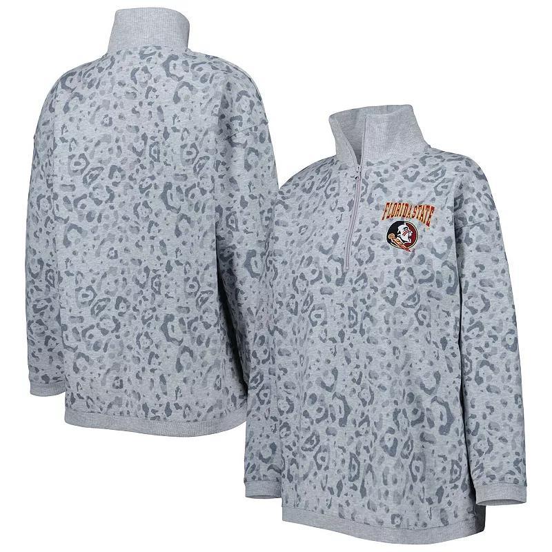 Womens Gameday Couture Heather Gray Florida State Seminoles Leopard Quarter-Zip Sweatshirt Product Image