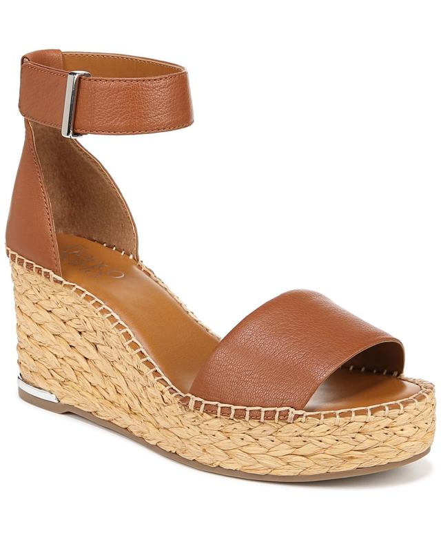 Franco Sarto Clemens Woven Raffia and Leather Ankle Strap Platform Wedge Espadrilles Product Image