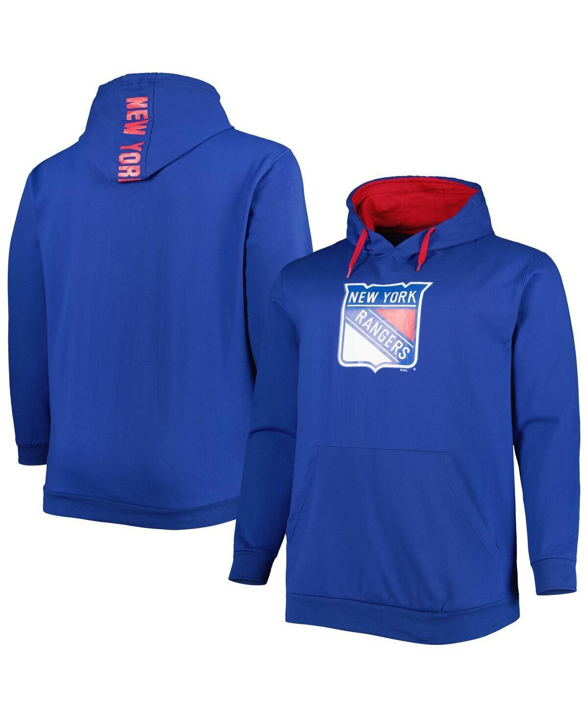 Mens Blue New York Rangers Big & Tall Fleece Pullover Hoodie Product Image