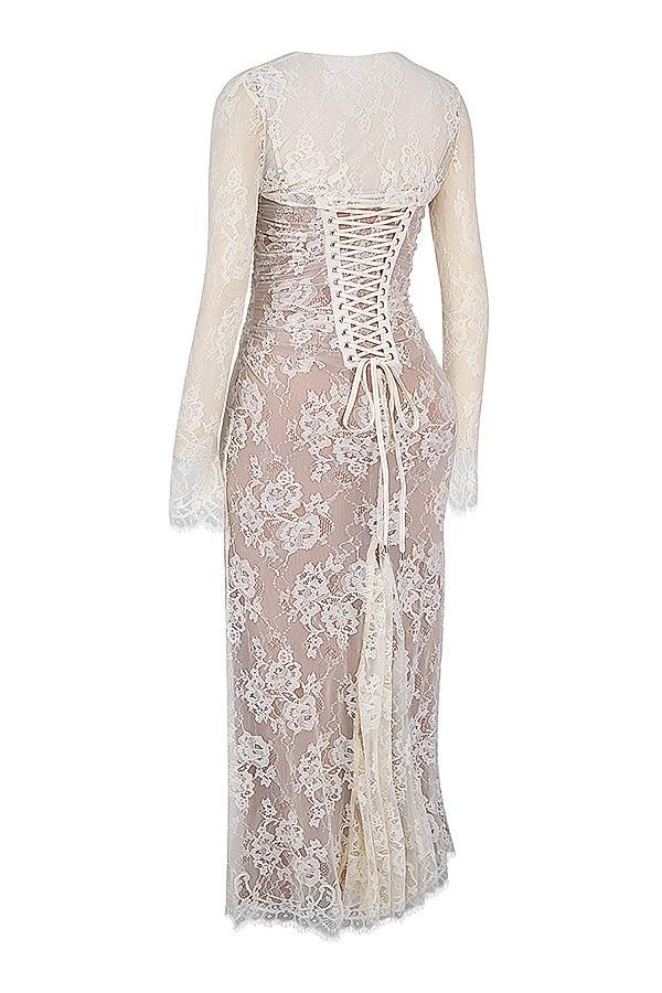 Artemis Vintage Cream Lace Maxi Dress Product Image