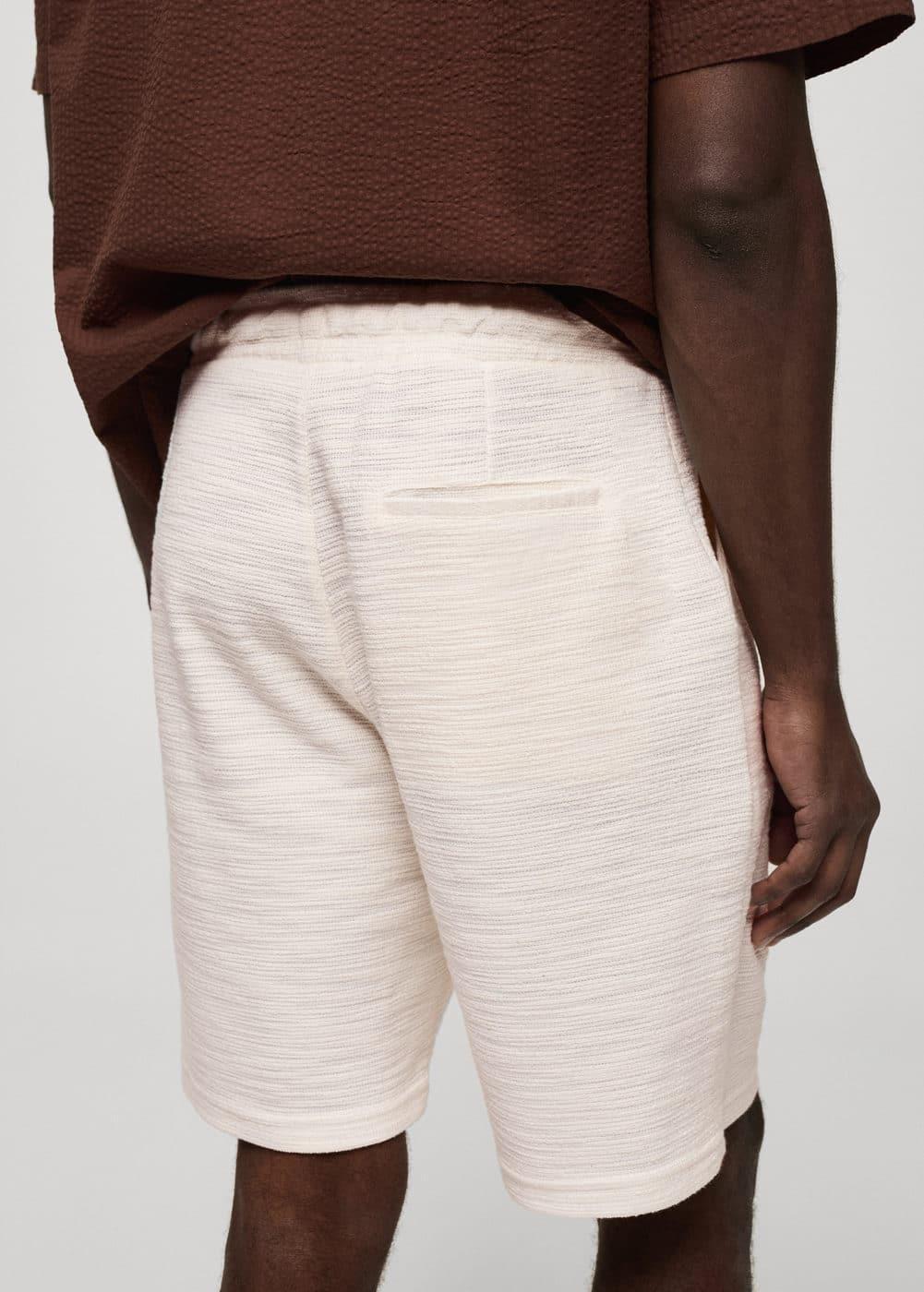 MANGO MAN - Cotton bermuda shorts with cord texture ecruMen Product Image