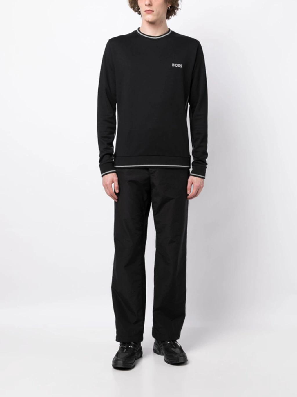 Cotton-blend Loungewear Sweatshirt With Embroidered Logo In Black Product Image