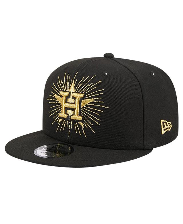 New Era Mens Black Houston Astros Metallic Logo 9FIFTY Snapback Hat Product Image