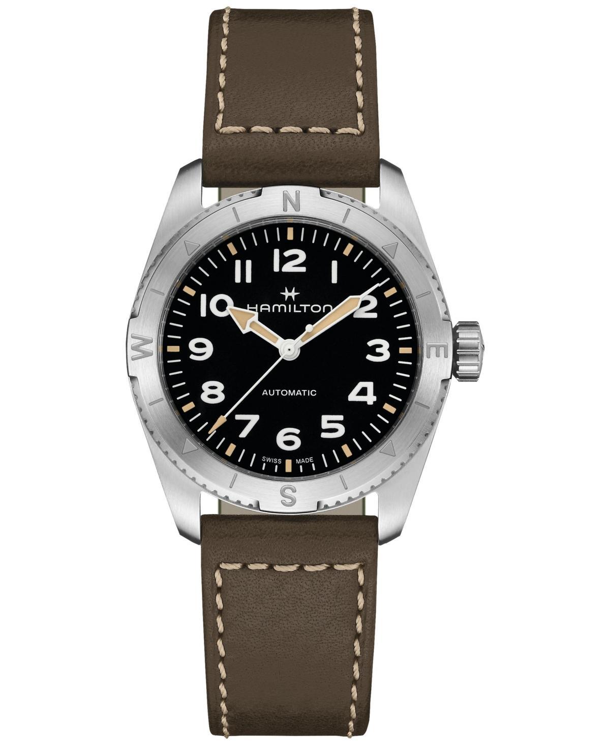 Hamilton Womens Swiss Automatic Khaki Field Expedition Green Leather Strap Watch 37mm Product Image